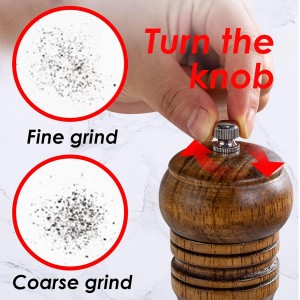Wooden Pepper Grinder, Salt and Pepper Mills, Adjustable Coarseness with Ceramic Blades, With Visible Window