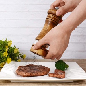 Wooden Pepper Grinder, Salt and Pepper Mills, Adjustable Coarseness with Ceramic Blades, With Visible Window