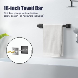 Bathroom Hardware Accessories Set: 10-Pieces Bath Towel Bar Set, Towel Racks for Bathroom Wall Mounted, SUS304 Stainless Steel, Matte Black