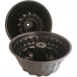 Small Fluted Cake Pan 6 Inch, Carbon Steel Fluted Tube Pans, Little Tube Cake Mold, Baking Set for Homemade Cakes, Bread, Brownie, Kugelhopf - 2PCS, Black