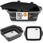 Collapsible Cutting Board(2.11 Gal/8L), BBQ Prep Tub with Locking Lid, Foldable Camping Sink with Colander, Multifunction Dish Basin for Kitchen, Bowl, Vegetable and Fruit, Storage Basket for Picnic