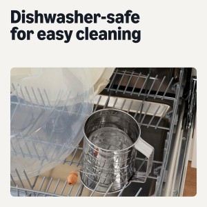 Amazon Basics Stainless Steel Flour Sifter, 3 Cup Capacity for Fine or Coarse Flour, Dishwasher-Safe