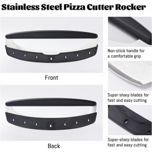 14 Inch Pizza Cutter Rocker with Stainless Steel Stand- Heavy Duty Rocker Cutter Set for Pizza, Pastry, Dough - Kitchen Baking Tool