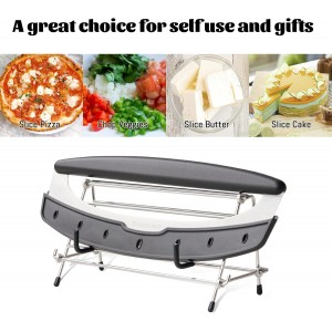 14 Inch Pizza Cutter Rocker with Stainless Steel Stand- Heavy Duty Rocker Cutter Set for Pizza, Pastry, Dough - Kitchen Baking Tool