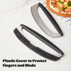 14 Inch Pizza Cutter Rocker with Stainless Steel Stand- Heavy Duty Rocker Cutter Set for Pizza, Pastry, Dough - Kitchen Baking Tool