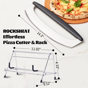 14 Inch Pizza Cutter Rocker with Stainless Steel Stand- Heavy Duty Rocker Cutter Set for Pizza, Pastry, Dough - Kitchen Baking Tool
