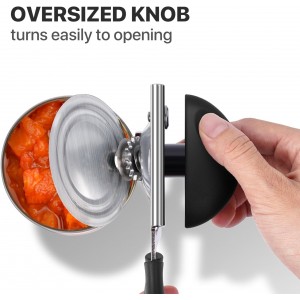 Can Opener Manual Heavy Duty, UHIYEE Hand Held Can Openers for Seniors with Comfort Grip Sharp Blade, Solid Steel Hand Manual Can Open with Magnet for Kitchen Camping, Black