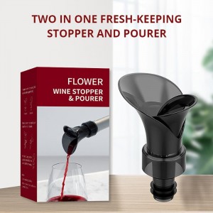 2-Pack Wine Aerator Pourer Spout, 2-in-1 Aerator Wine Pourer Wine Stopper, No Drip and No Spill Aerator for Wine Lovers, Gift Box Included - Black
