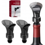 2-Pack Wine Aerator Pourer Spout, 2-in-1 Aerator Wine Pourer Wine Stopper, No Drip and No Spill Aerator for Wine Lovers, Gift Box Included - Black