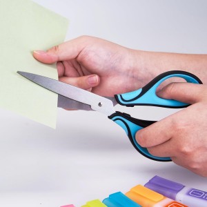 Real Left handed scissors for adults with comfortable 3-color ergonomic handle, perfect for adult, office, crafts,sewing,kitchen, and school.