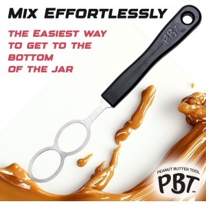 PBT - Peanut Butter Mixer, Stainless Steel Stirring Tool for Natural Peanut Butter, Dough, Yogurt, Sauces, and More - Fits Any Container Size, Less Mess, Dishwasher Safe (WHITE)