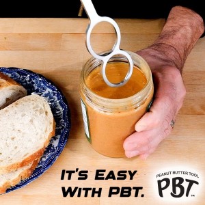 PBT - Peanut Butter Mixer, Stainless Steel Stirring Tool for Natural Peanut Butter, Dough, Yogurt, Sauces, and More - Fits Any Container Size, Less Mess, Dishwasher Safe (WHITE)