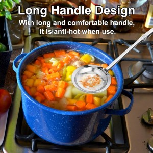 Fine Mesh Stainless Steel Sieve Colander(2 Pack, Large+Small), Mesh Strainer for Cooking Oil, Skimmer Spoon Filte Grease Foam, Food Strainer Kitchen Gadgets