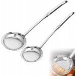 Fine Mesh Stainless Steel Sieve Colander(2 Pack, Large+Small), Mesh Strainer for Cooking Oil, Skimmer Spoon Filte Grease Foam, Food Strainer Kitchen Gadgets