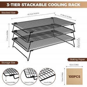 3 Layer Detachable Collapsible Cooling Racks, 17 * 11 Inch Cooling Wire Rack Stackable Drying Rack Cookie Rack Bread Cooling Rack