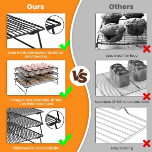 3 Layer Detachable Collapsible Cooling Racks, 17 * 11 Inch Cooling Wire Rack Stackable Drying Rack Cookie Rack Bread Cooling Rack