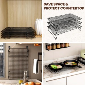 3 Layer Detachable Collapsible Cooling Racks, 17 * 11 Inch Cooling Wire Rack Stackable Drying Rack Cookie Rack Bread Cooling Rack