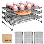 3 Layer Detachable Collapsible Cooling Racks, 17 * 11 Inch Cooling Wire Rack Stackable Drying Rack Cookie Rack Bread Cooling Rack