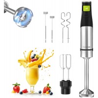 Consciot 4 in 1 Immersion Hand Blender Max 1100W, Corded Stick Emulsifier with Entire Stainless Steel Blender Shaft, Trigger Speed Control, For Blending, Beating, Frothing, Mixing & More, Non-BPA