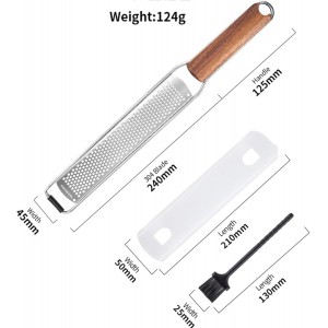 Lemon Zester & Cheese Grater Combo - Stainless Steel Grater for Parmesan, Wood Handle, Garlic, Ginger, Chocolate & Fruits - Perfect for Baking, Cooking & Garnishing