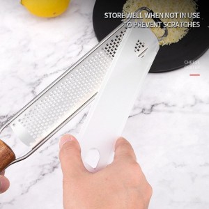 Lemon Zester & Cheese Grater Combo - Stainless Steel Grater for Parmesan, Wood Handle, Garlic, Ginger, Chocolate & Fruits - Perfect for Baking, Cooking & Garnishing
