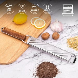 Lemon Zester & Cheese Grater Combo - Stainless Steel Grater for Parmesan, Wood Handle, Garlic, Ginger, Chocolate & Fruits - Perfect for Baking, Cooking & Garnishing