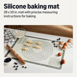 Amazon Basics Nonstick Silicone Pastry Baking Mat with Measurements, BPA-Free, Oven-Safe, Extra Large 20 x 28 in