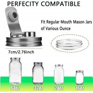 Mason Jar Pour Spout Lid Stainless Steel,Pour Spout Flip Cap Lids for Mason Jars,No Rust Leaking Proof for Home Brewing Fruit Fermenting Drinks Airtight(2PCS) (Regular Mouth)