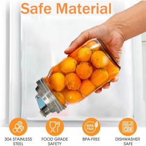 Mason Jar Pour Spout Lid Stainless Steel,Pour Spout Flip Cap Lids for Mason Jars,No Rust Leaking Proof for Home Brewing Fruit Fermenting Drinks Airtight(2PCS) (Regular Mouth)