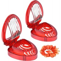 Strawberry Slicer 2Pcs Strawberry Cutter Shaped Egg Slicer Easy to Use Fruit Stainless Steel Blade Kitchen Gadget Set for Spam Banana