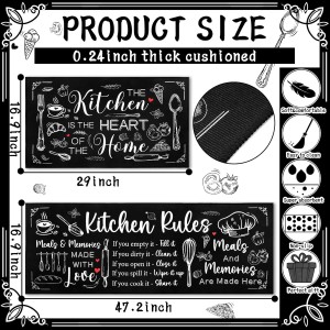 Bencailor Sets of 2 Farmhouse Kitchen Rugs and Mats Non Slip Kitchen Rugs Washable Black Door Mats for Winter Home Floor Bathroom Cabin Farmhouse Decor, 29 x 17 inch and 47 x 17 inch
