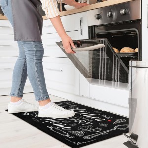 Bencailor Sets of 2 Farmhouse Kitchen Rugs and Mats Non Slip Kitchen Rugs Washable Black Door Mats for Winter Home Floor Bathroom Cabin Farmhouse Decor, 29 x 17 inch and 47 x 17 inch