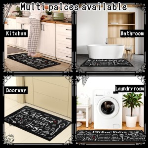 Bencailor Sets of 2 Farmhouse Kitchen Rugs and Mats Non Slip Kitchen Rugs Washable Black Door Mats for Winter Home Floor Bathroom Cabin Farmhouse Decor, 29 x 17 inch and 47 x 17 inch