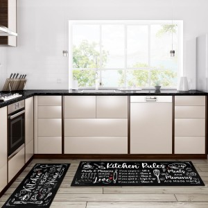 Bencailor Sets of 2 Farmhouse Kitchen Rugs and Mats Non Slip Kitchen Rugs Washable Black Door Mats for Winter Home Floor Bathroom Cabin Farmhouse Decor, 29 x 17 inch and 47 x 17 inch