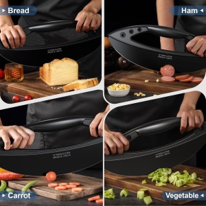 AILUROPODA 12-Inch Pizza Rocker Blade Cutter, Stainless Steel with Protective Cover, Black