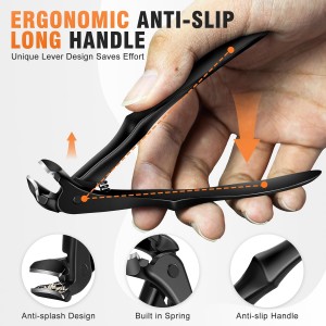 DRMODE Toenail Clippers for Thick Toenails for Seniors, Upgraded Long Handled Angled Head Toe Nail Clippers for Men Thick Nails with Wide Opening, Large Finger Nail Clippers Adult with Catcher