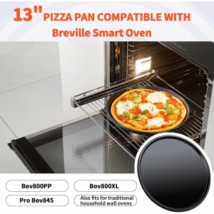Round Pizza Pan for Oven,13 Inch Pizza Pan Compatible with Breville Smart Oven BOV800PP BOV800XL, Non-Stick Round Baking Pan Replacement for Breville Smart Oven Air Fryer Pro Accessories, Black