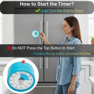 Searon Magnetic Visual Timer, Quiet Dial Timer with LED Alert, Easy Time Management for Kitchen & Kids, Compact 3.15 Inch (Blue)