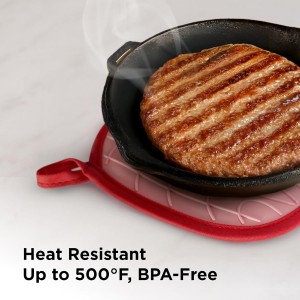 Kitchen Mama Silicone Pot Holders - Heat Resistant, Non-Slip Surface, Dual Pocket Design with Soft Cotton Lining, Safe, Durable, Stylish, Practical for Everyday Use Hot Oven, Bowl, Pan (Red)