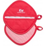 Kitchen Mama Silicone Pot Holders - Heat Resistant, Non-Slip Surface, Dual Pocket Design with Soft Cotton Lining, Safe, Durable, Stylish, Practical for Everyday Use Hot Oven, Bowl, Pan (Red)
