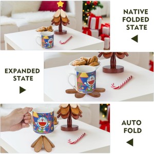 Wooden Trivets for Hot Dishes, Trivet Tree Christmas Tree Trivet Coasters Set of 4 for Hot Pot Pans Bowls Drinks Plates, Table Decor Coaster for Home and Restaurant