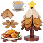 Wooden Trivets for Hot Dishes, Trivet Tree Christmas Tree Trivet Coasters Set of 4 for Hot Pot Pans Bowls Drinks Plates, Table Decor Coaster for Home and Restaurant