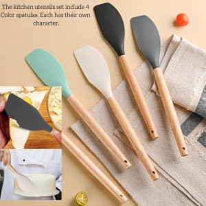 Large Wooden Handle Spatula Set, 12