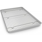 Half Sheet Pans with Rack Set, 18 Inch Commercial Quality Baking Sheet Pan Set, Natural Aluminum Cookie Sheet, Warp Resistant Nonstick Thick Cookie Tray Pans for Baking, Roasting