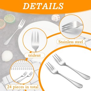 36 Pcs Oyster Fork Appetizer Seafood Forks Portable Stainless Steel 3 Prong Fruit Fork Small Cocktail Salad Dessert Forks for Tasting Crab Escargot Party Travel, 5.5 Inch Silver