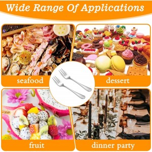 36 Pcs Oyster Fork Appetizer Seafood Forks Portable Stainless Steel 3 Prong Fruit Fork Small Cocktail Salad Dessert Forks for Tasting Crab Escargot Party Travel, 5.5 Inch Silver