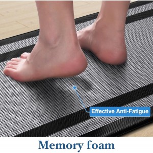 LuxStep Kitchen Mats [2 PCS] Cushioned Kitchen Rugs Anti-Fatigue Floor Comfort Mat,Non-Slip Standing Desk Mat,Waterproof Kitchen Rug Set for Kitchen,Floor,Office,Classic Black