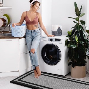 LuxStep Kitchen Mats [2 PCS] Cushioned Kitchen Rugs Anti-Fatigue Floor Comfort Mat,Non-Slip Standing Desk Mat,Waterproof Kitchen Rug Set for Kitchen,Floor,Office,Classic Black