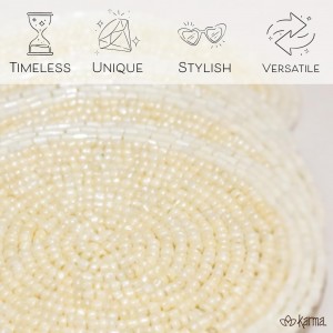 Karma, Beaded Drink Coasters Set of 4, Boho Round Beaded Coasters for Dinning Table and Coffee Table, Cream