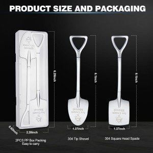 2 Pcs Ice Cream Shovel Set - Funny Loving Gift (Birthday/Holiday Gift for Family and Friends), Premium 304 Stainless Steel Dessert Spoons for Eating Ice Cream
